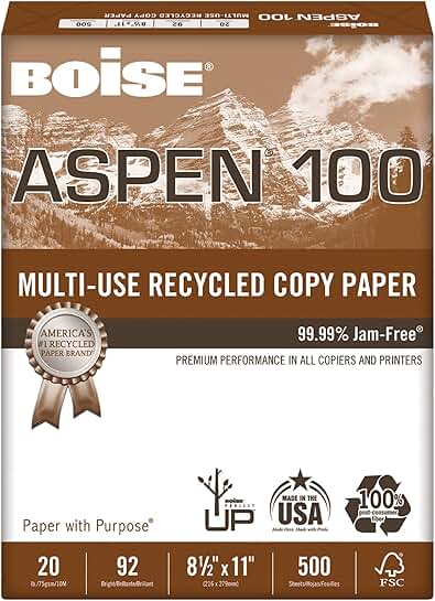 White 8.5" x 11" Multi-Use Printer Paper, 500 Sheets