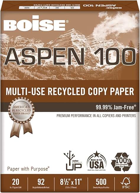 White 8.5" x 11" Multi-Use Printer Paper, 500 Sheets