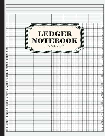 4 Column Ledger Record Book for Bookkeeping