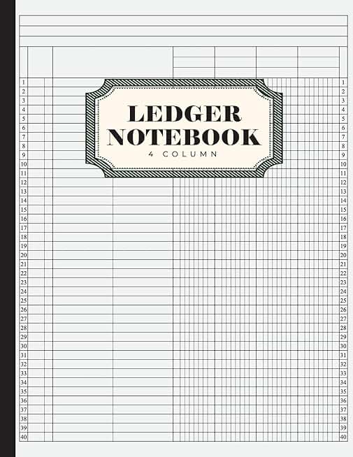 4 Column Ledger Record Book for Bookkeeping