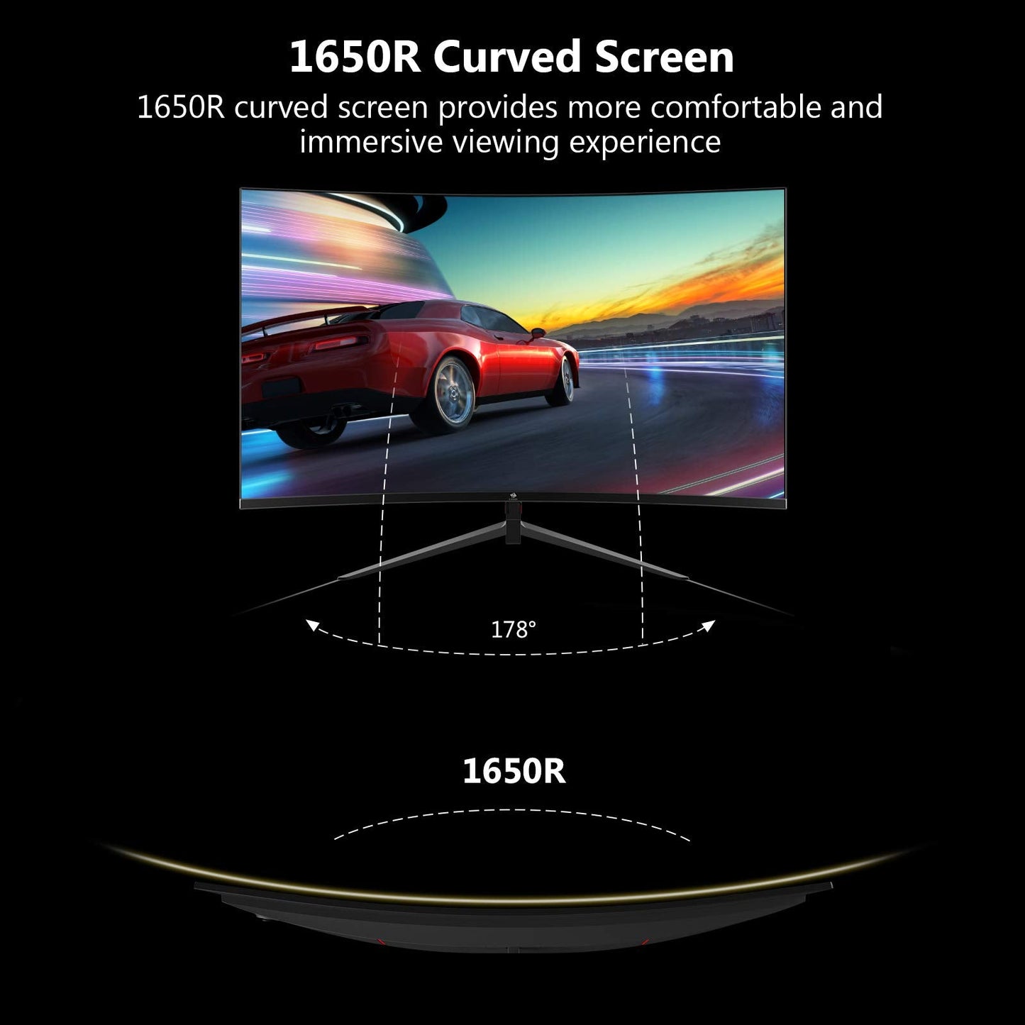Z-Edge UG24 24-inch Curved Gaming Monitor 180Hz Refresh Rate, 1ms MPRT, FHD 1080 Gaming Monitor, R1650 Curved, AMD Freesync Premium Display