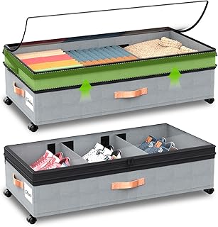 Set of two large under-bed storage containers with wheels