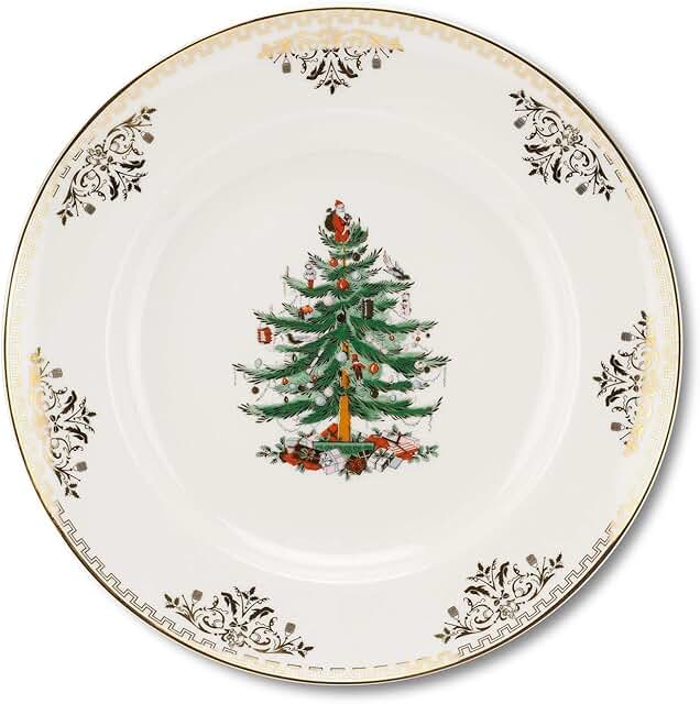 10-Inch Christmas Tree Gold Dinner Plate