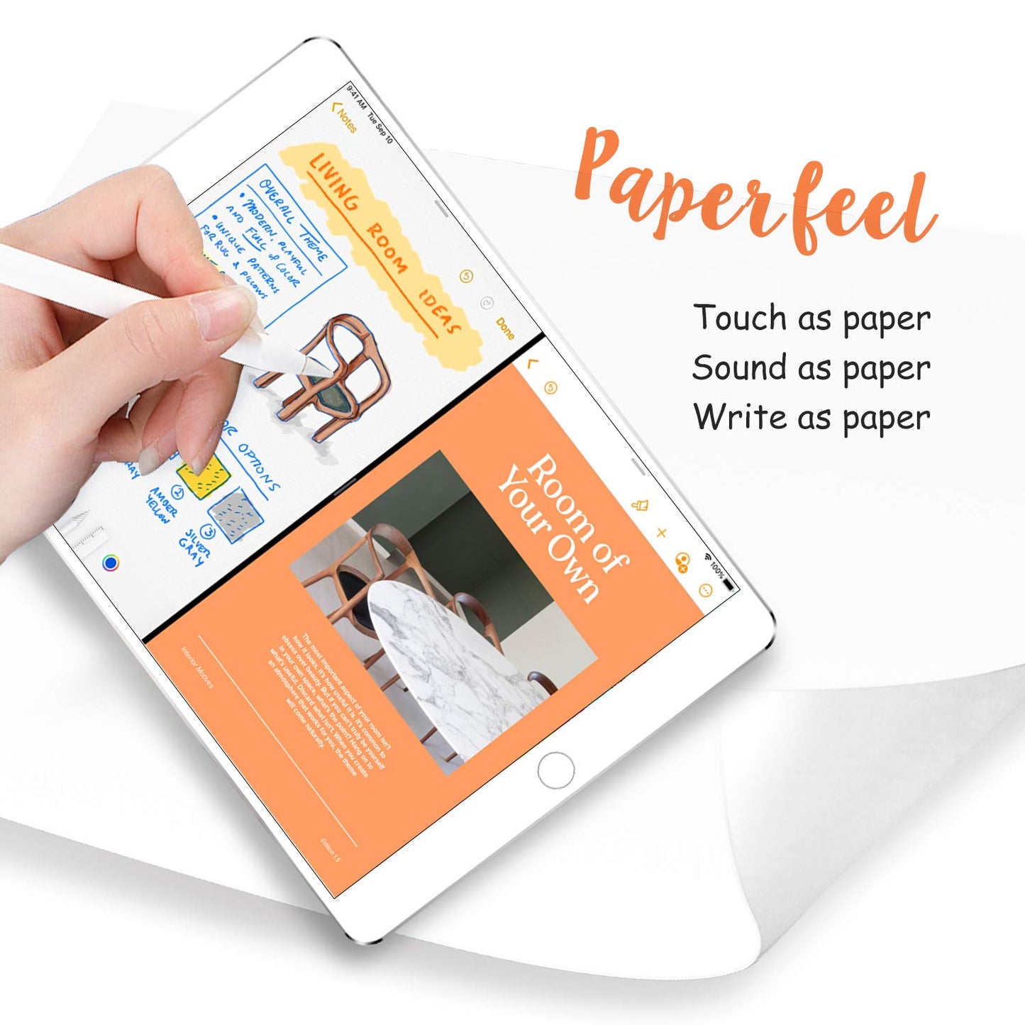 [3 Pack] Paperfeel Screen Protector compatible with iPad (10.2-Inch, 2021/2020/2019 Model, 9th / 8th / 7th Generation), Paperfeel Film