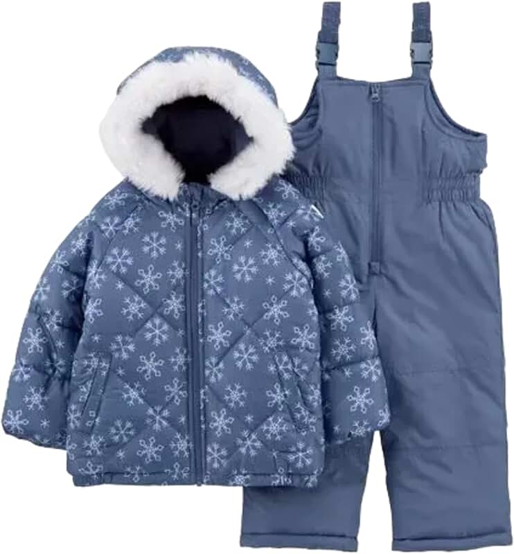 Girls' navy ski jacket and snowbib set, 2T
