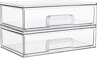 12.1-inch Clear Stackable Storage Drawers, 2 Pack