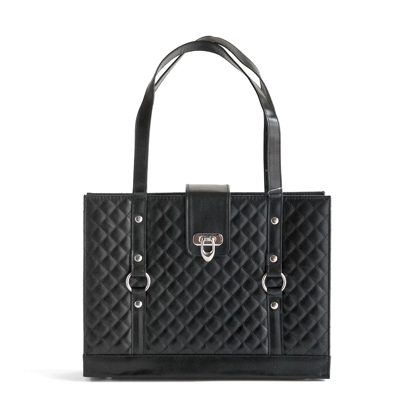 Black Leather File Organizer Tote