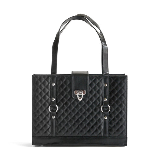 Black Leather File Organizer Tote