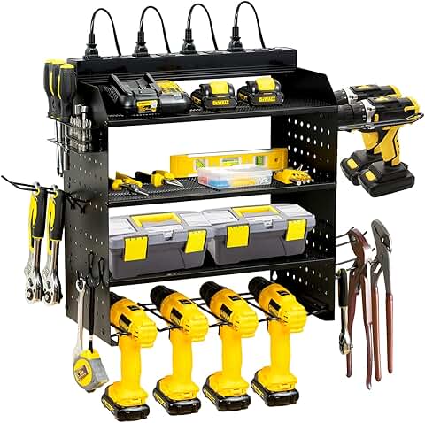 Modular Power Tool Organizer Wall Mount with Charging Station