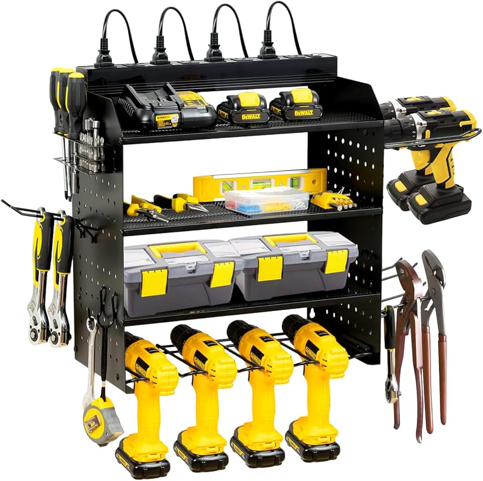 Modular Power Tool Organizer Wall Mount with Charging Station