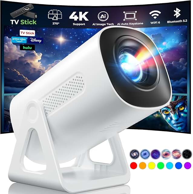 Mini 4K WiFi and Bluetooth Projector with Adjustable Stand