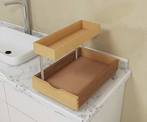 Two-Tier Pull-Out Shelf for Kitchen and Bathroom Storage