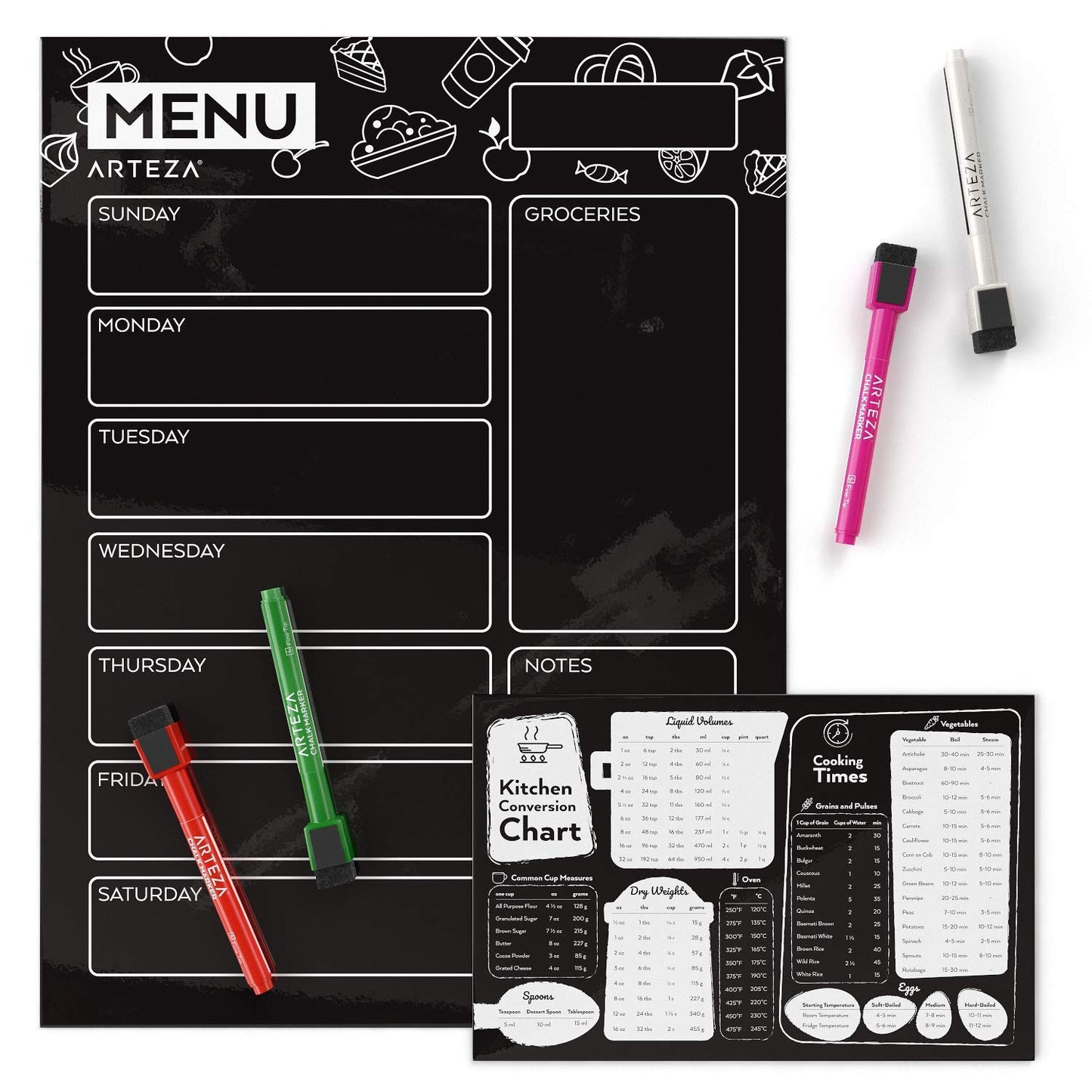 Magnetic Chalkboard Menu Planner Set with Markers