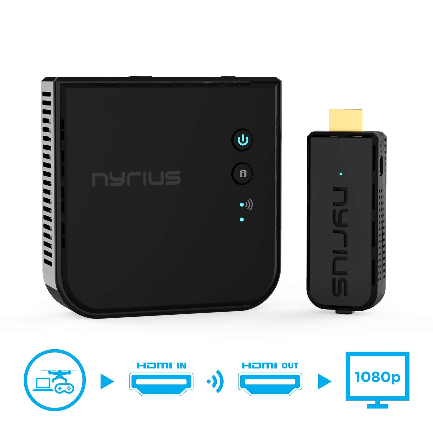 Aries Wireless Video HDMI Transmitter & Receiver for Streaming HD 1080p 3D Video & Digital Audio from Laptop, PC, Cable, Netflix, YouTube, PS to HDTV/Projector (NPCS549)
