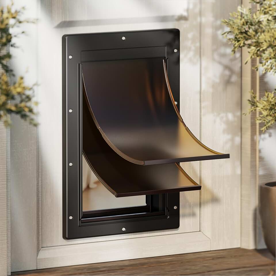 Large Rust-Free Plastic Dog Door with Magnetic Flaps
