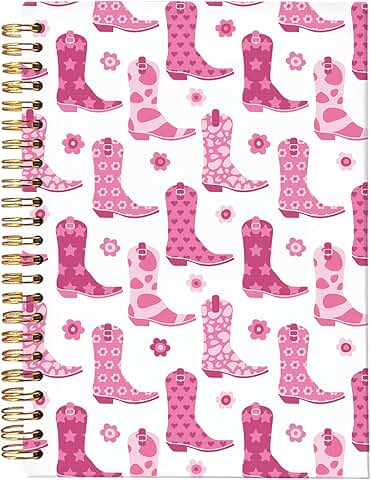 Pink Cowgirl Notebook for Women, 5.5x8.3 Inches