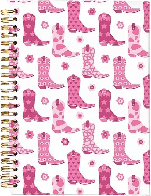 Pink Cowgirl Notebook for Women, 5.5x8.3 Inches