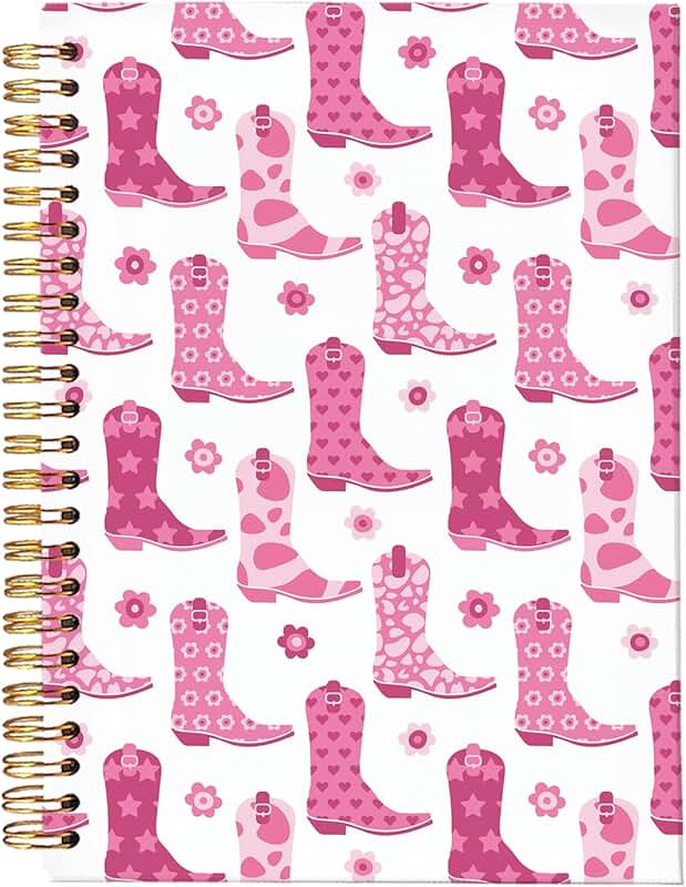 Pink Cowgirl Notebook for Women, 5.5x8.3 Inches