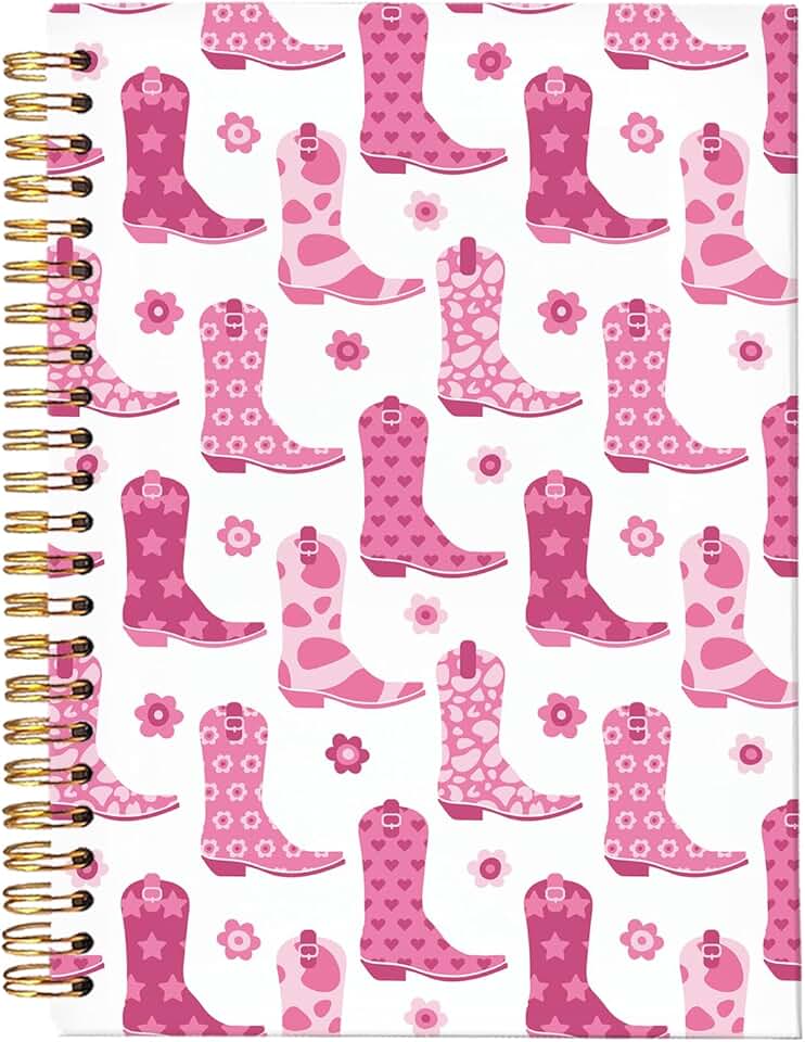 Pink Cowgirl Notebook for Women, 5.5x8.3 Inches