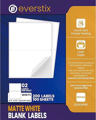 Half Sheet Labels, 5.5" x 8.5", 100 Sheets