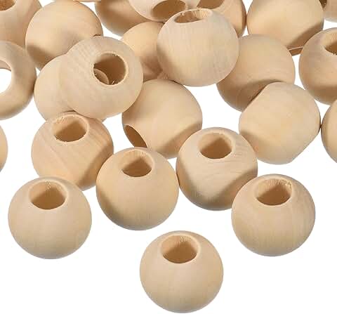 100 Wooden Spacer Beads, 25mm, Unfinished Round