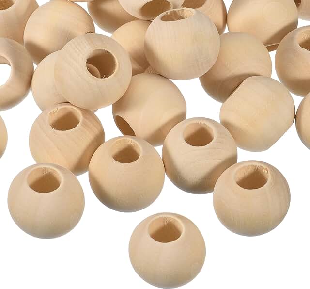 100 Wooden Spacer Beads, 25mm, Unfinished Round