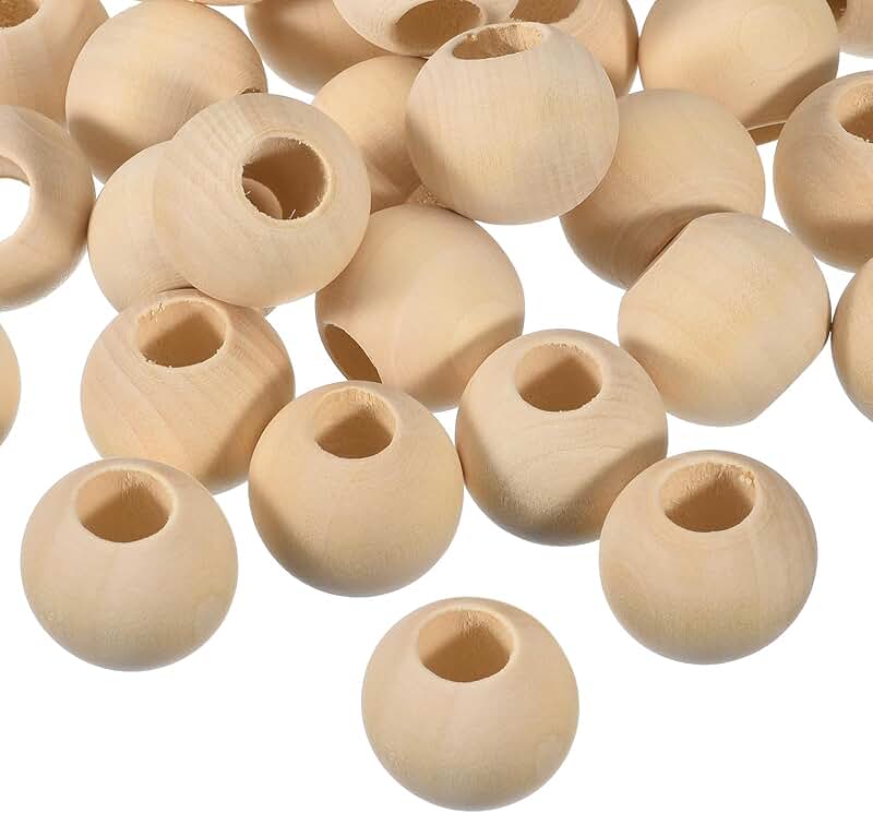 100 Wooden Spacer Beads, 25mm, Unfinished Round