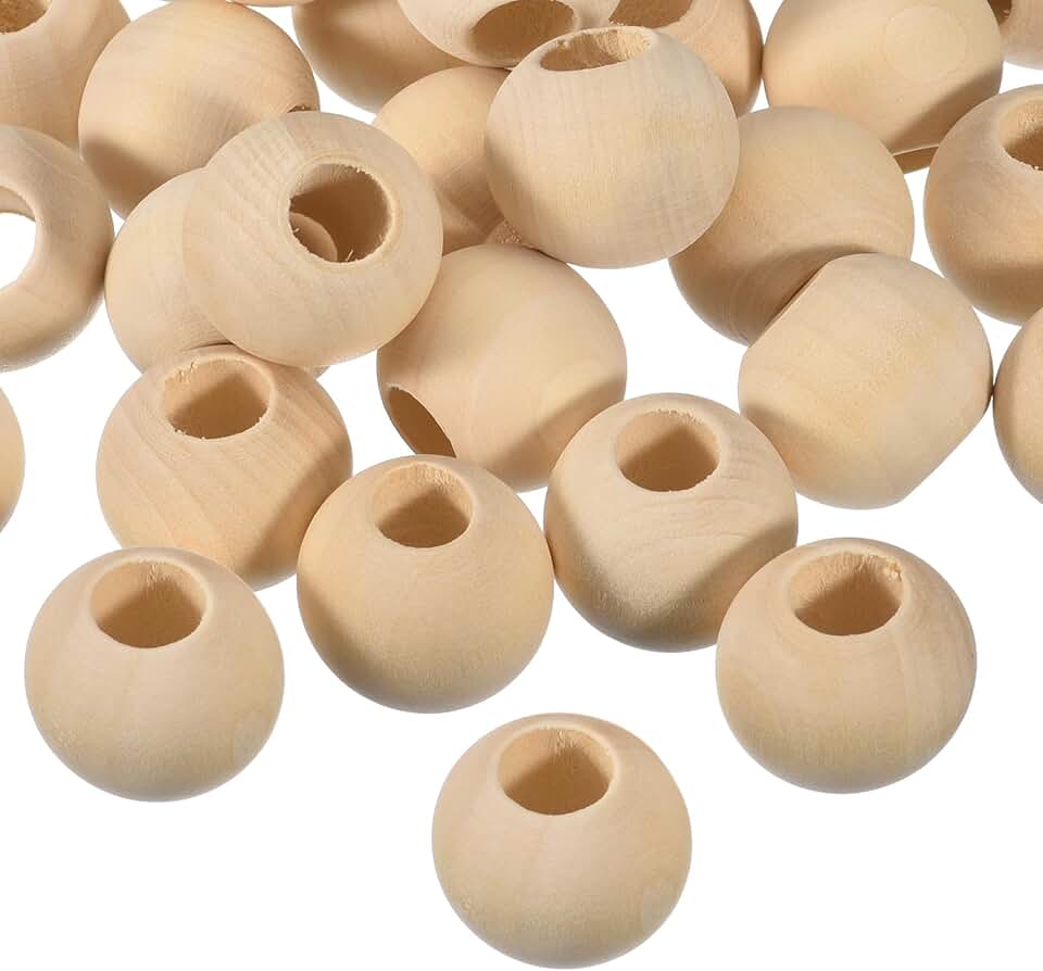 100 Wooden Spacer Beads, 25mm, Unfinished Round