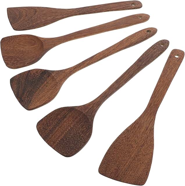 5-Piece Wooden Kitchen Utensil Set for Cooking and Serving