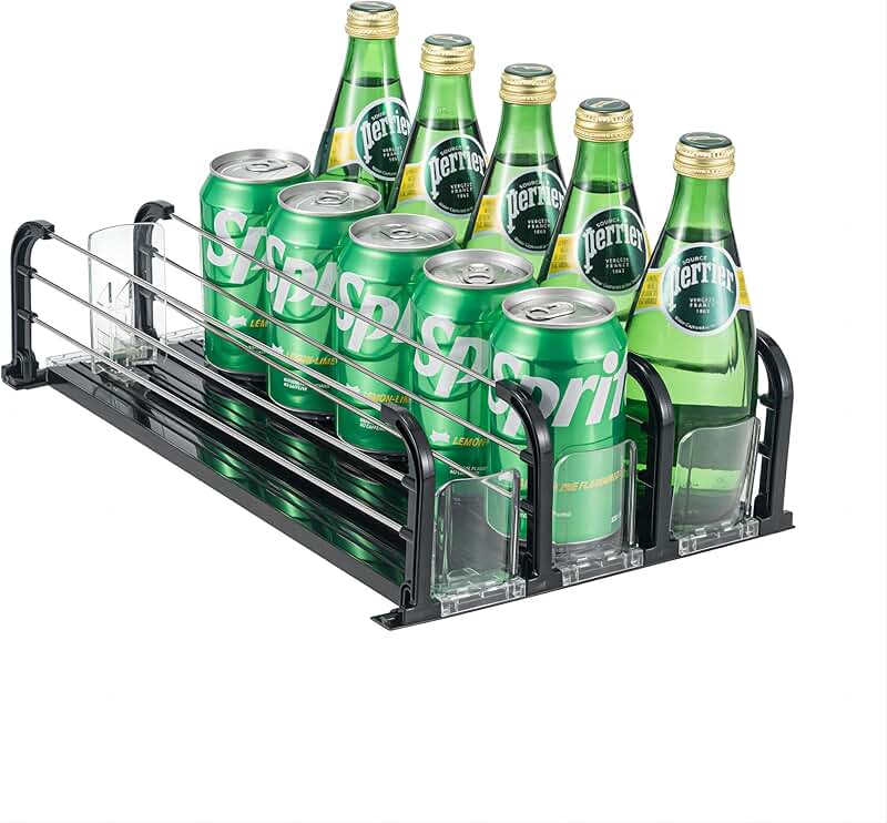 Fridge Drink Organizer with Self-Pushing Dispenser