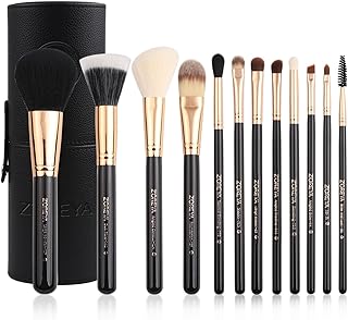 Premium 12-Piece Travel Makeup Brush Set with Holder