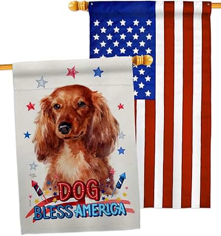 Patriotic Dachshund House Flag for Garden or Yard