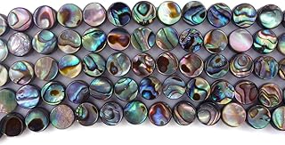 6mm Natural Abalone Shell Flat Coin Beads Strand