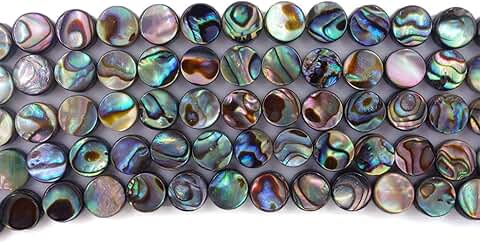 6mm Natural Abalone Shell Flat Coin Beads Strand