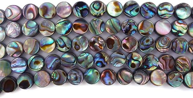 6mm Natural Abalone Shell Flat Coin Beads Strand