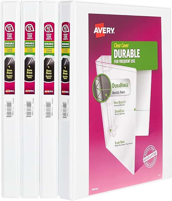Durable 3-Ring View Binders, 0.5" Slant, 4 Pack
