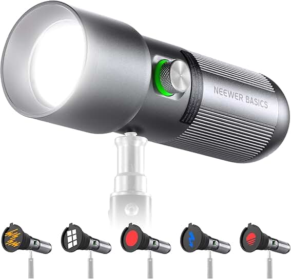 Portable RGB LED Video Spotlight with Filters and High CRI