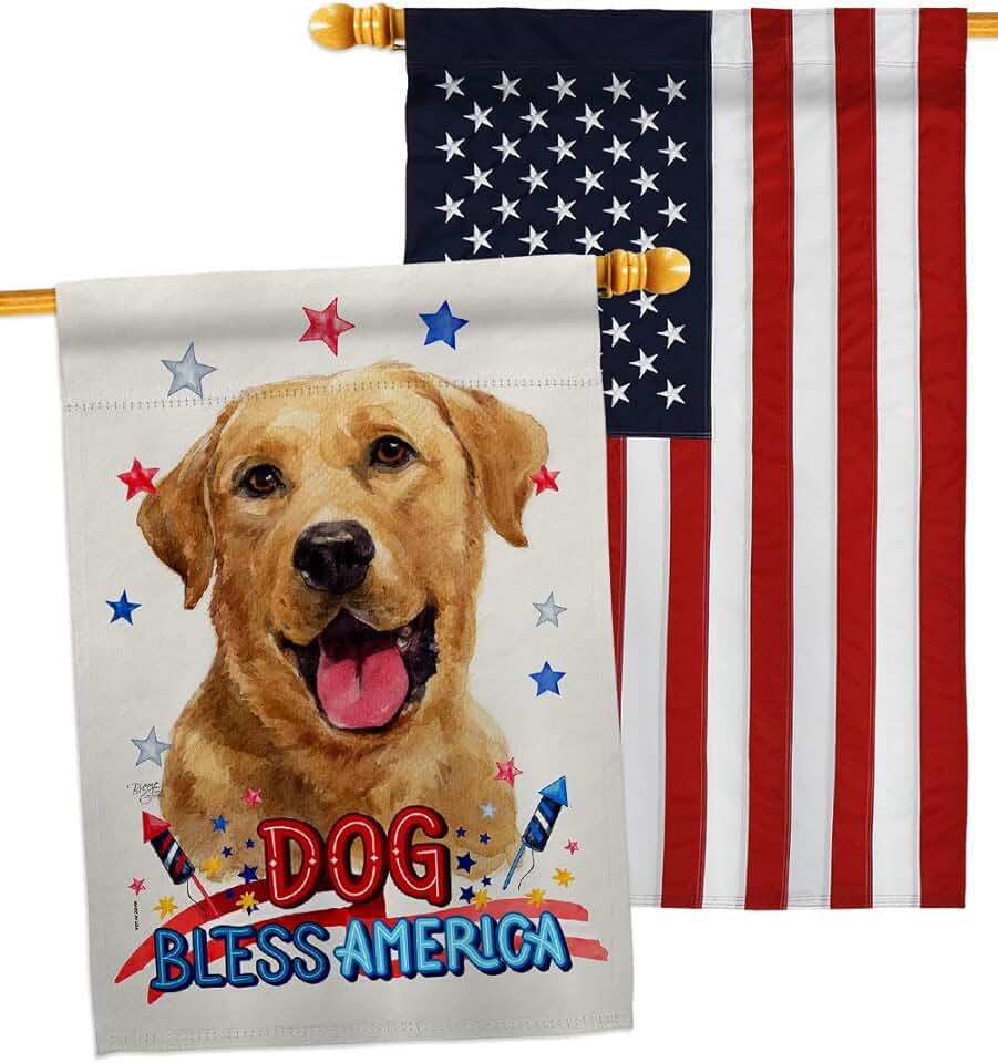 Patriotic Labrador Retriever House Flag for Garden