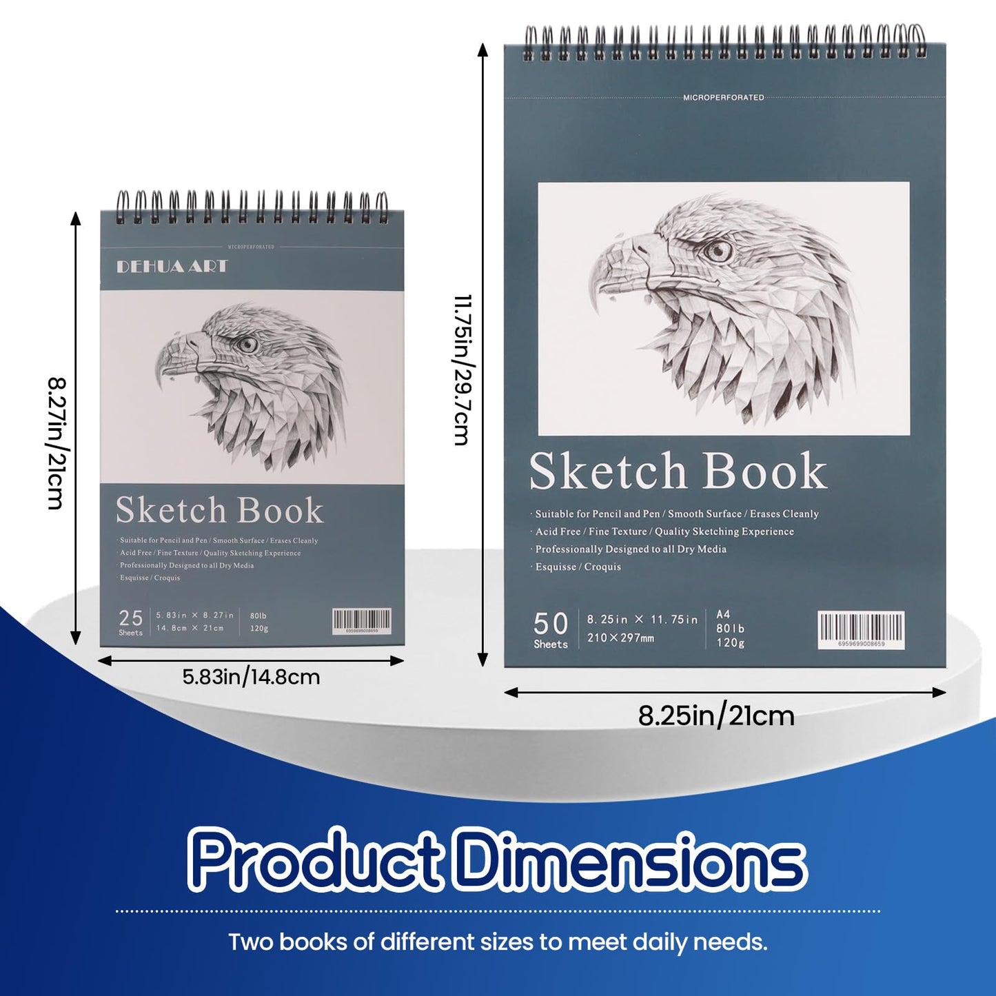 A4 and A5 Sketch Book Set of 2 with 80 lb/120 GSM Paper