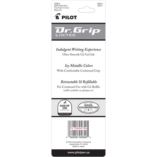 Refillable Retractable Gel Pen with Fine Point Black Ink