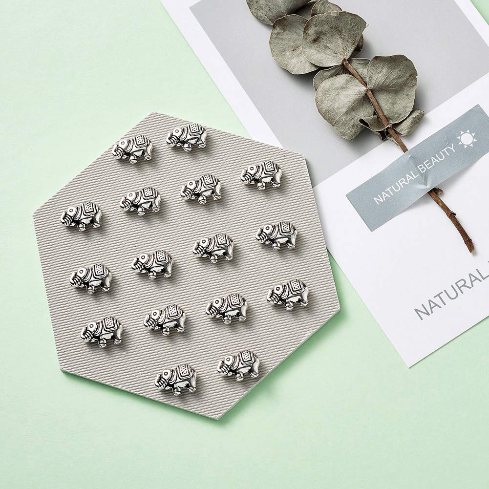 20Pcs Antique Silver Elephant Spacer Beads for Jewelry Making