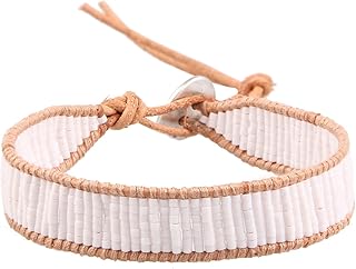 Handmade Leather Wrap Charm Bracelet with Miyuki Beads