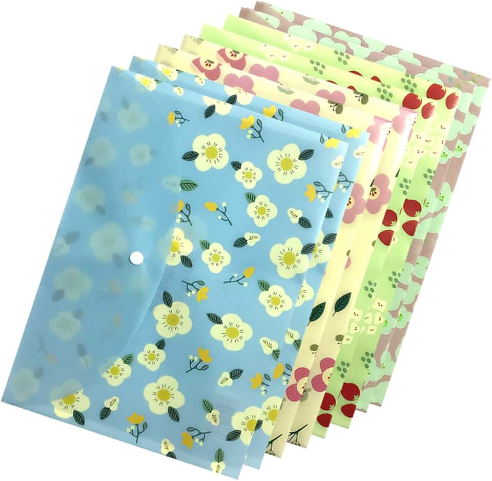 8 Pack Floral Waterproof Document Folders