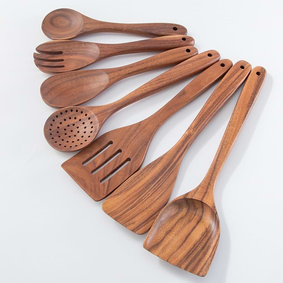 Set of 6 Wooden Cooking Spoons