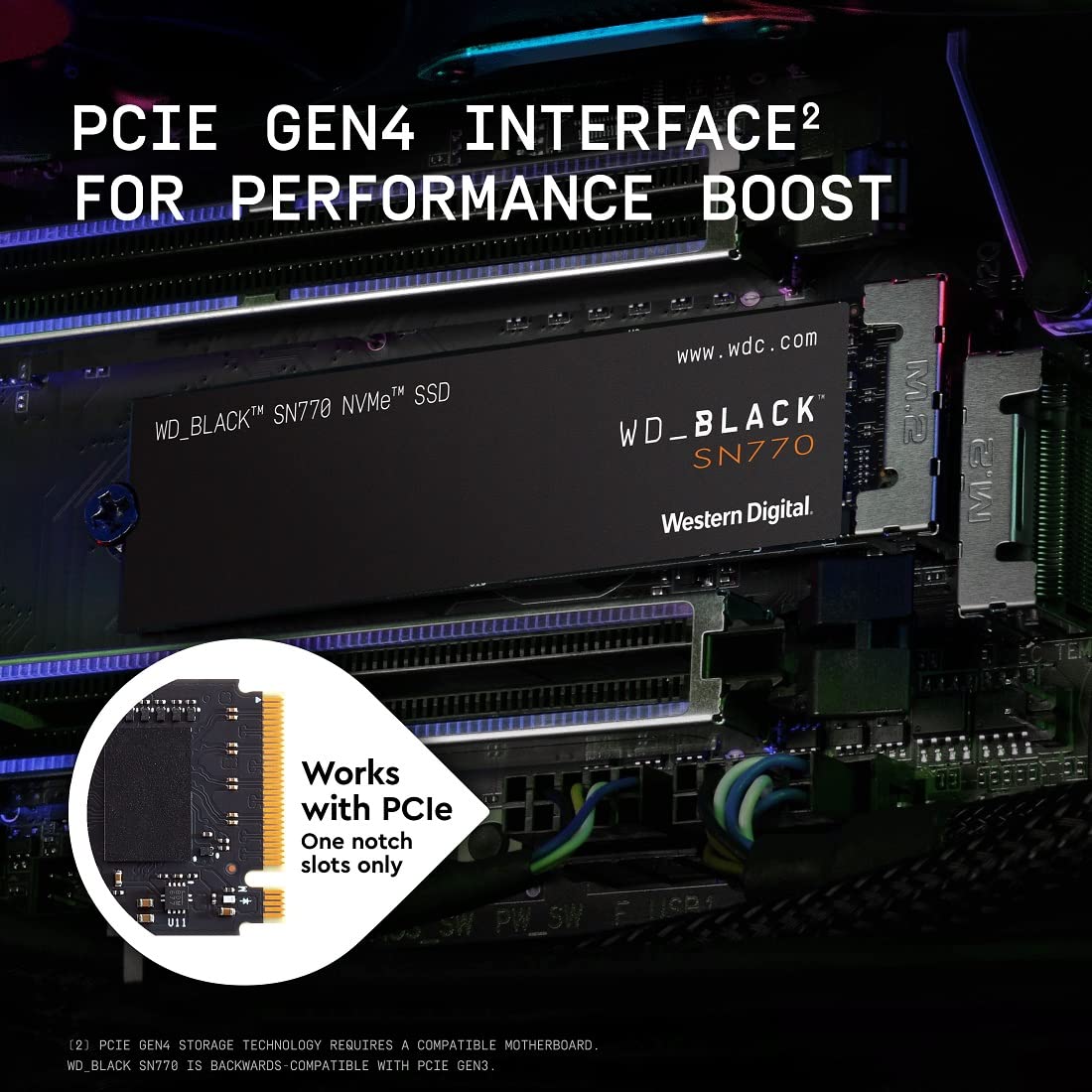 1TB SN770 NVMe Internal Gaming SSD Solid State Drive - Gen4 PCIe, M.2 2280, Up to 5,150 MB/s - WDS100T3X0E
