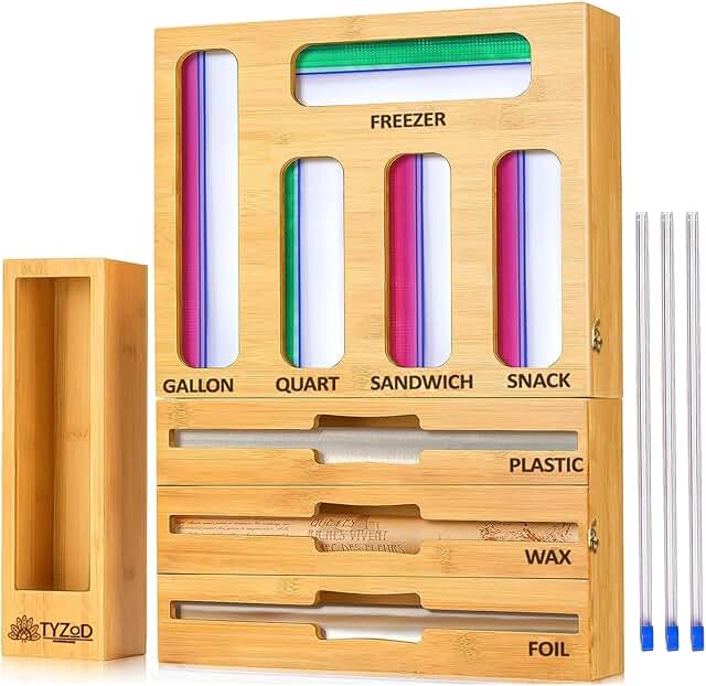 9-in-1 Bamboo Storage Organizer for Kitchen Bags