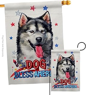 Patriotic Alaskan Malamute Garden Flag Set