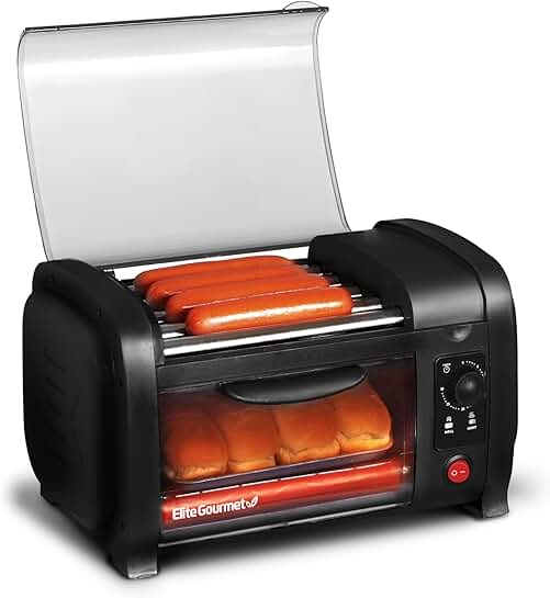 Hot Dog Toaster Oven with Timer and Crumb Tray