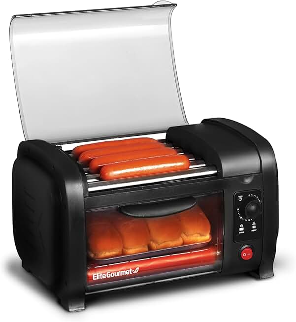 Hot Dog Toaster Oven with Timer and Crumb Tray
