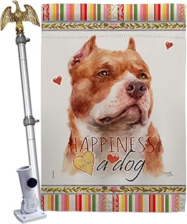 Fawn Pitbull Dog House Flag with Eagle and Paw Design